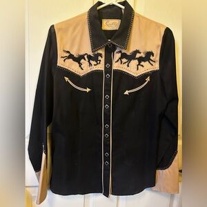 Scully Vintage Running Horses Western Shirt RARE FIND - M